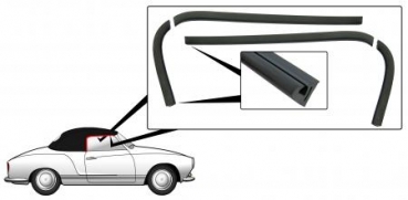 Türdichtung rund um Türglas links + rechts (4 Stück). Karmann Ghia Cabriolet