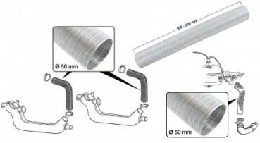 Heizschlauch Aluminium  Ø50 x 300-900 mm