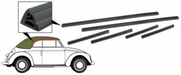 Dichtungen zwischen Oberrahmen und Seitenscheiben (6 Stück) .            bis Bj. 7.1964 Cabrio