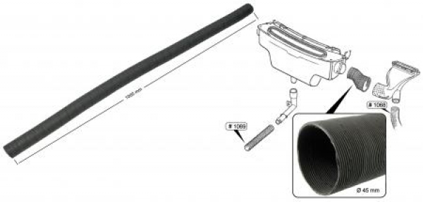 Frischluftkastenanschluss pappe   Ø45 x 1000.       1300-1500   8.1967 bis 7.1970